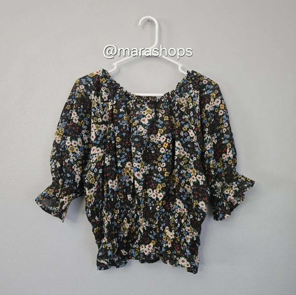 MOTHER The Dollface Cotton Floral Smocked Top